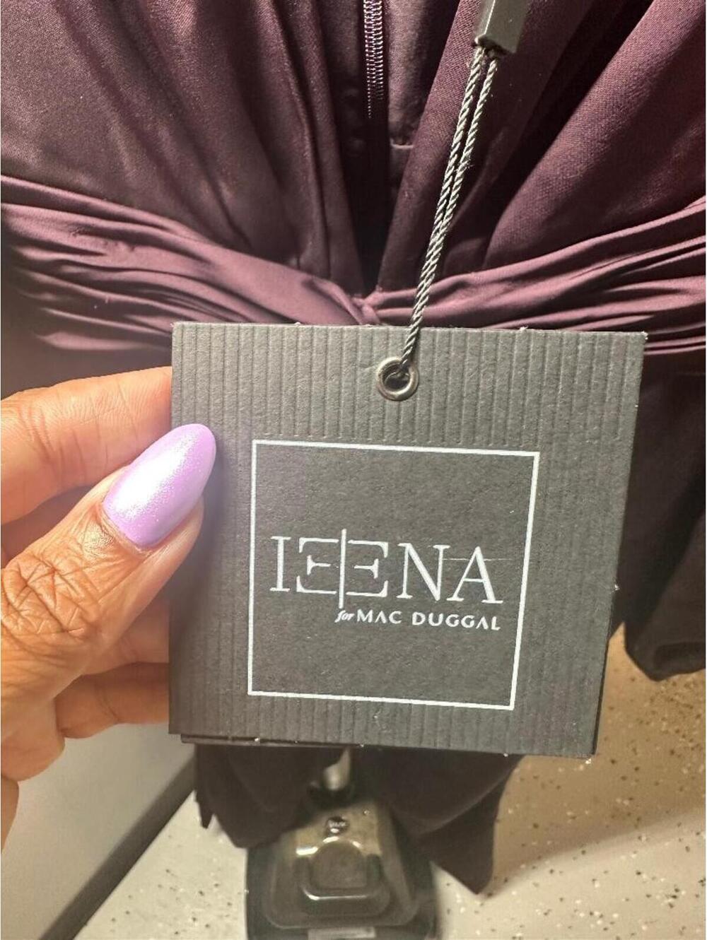 Ieena Mac Duggal Plum Satin Jumpsuit Size 0 NWT Long Sleeve Wide Leg Evening Coc - Picture 5 of 5